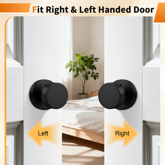 Probrico Brushed Brass/Black Door Knobs, Round  Interior Door Knobs with Round Rosette, Privacy/Passage Door Knob for Bedroom Closet Hallway