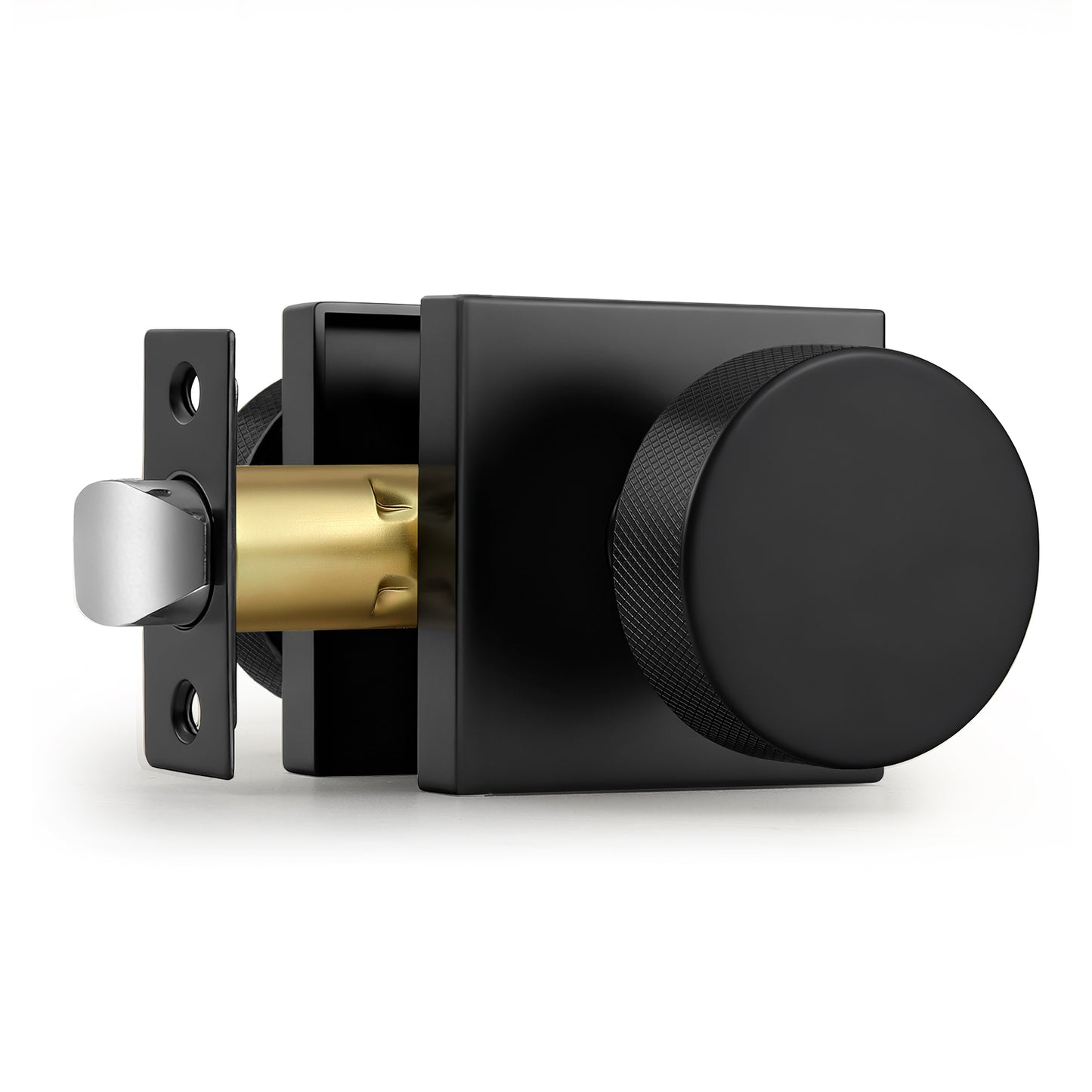 Probrico Gold/Black Door Knobs with Knurled Pattern, Interior Door Knobs with Square Rosette, Privacy/Passage Door Knob for Bathroom Closet