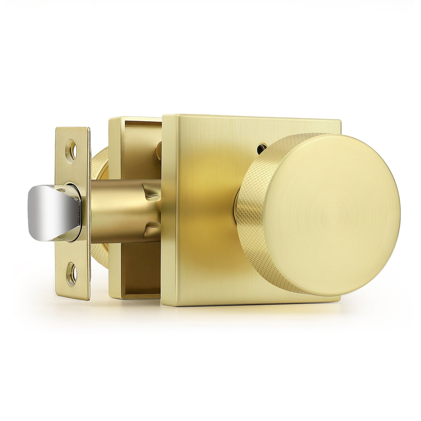 Probrico Gold/Black Door Knobs with Knurled Pattern, Interior Door Knobs with Square Rosette, Privacy/Passage Door Knob for Bathroom Closet