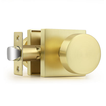 Probrico Gold/Black Door Knobs with Knurled Pattern, Interior Door Knobs with Square Rosette, Privacy/Passage Door Knob for Bathroom Closet