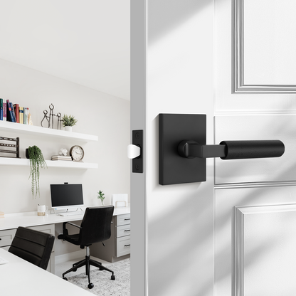 Probrico Black Door Handle, Knurled Passage Door Handles for Hallway and Closet, Matte Black Door Handles Interior, Keyless Modern Door Lever for Left Right Handed, Smooth Turn Action
