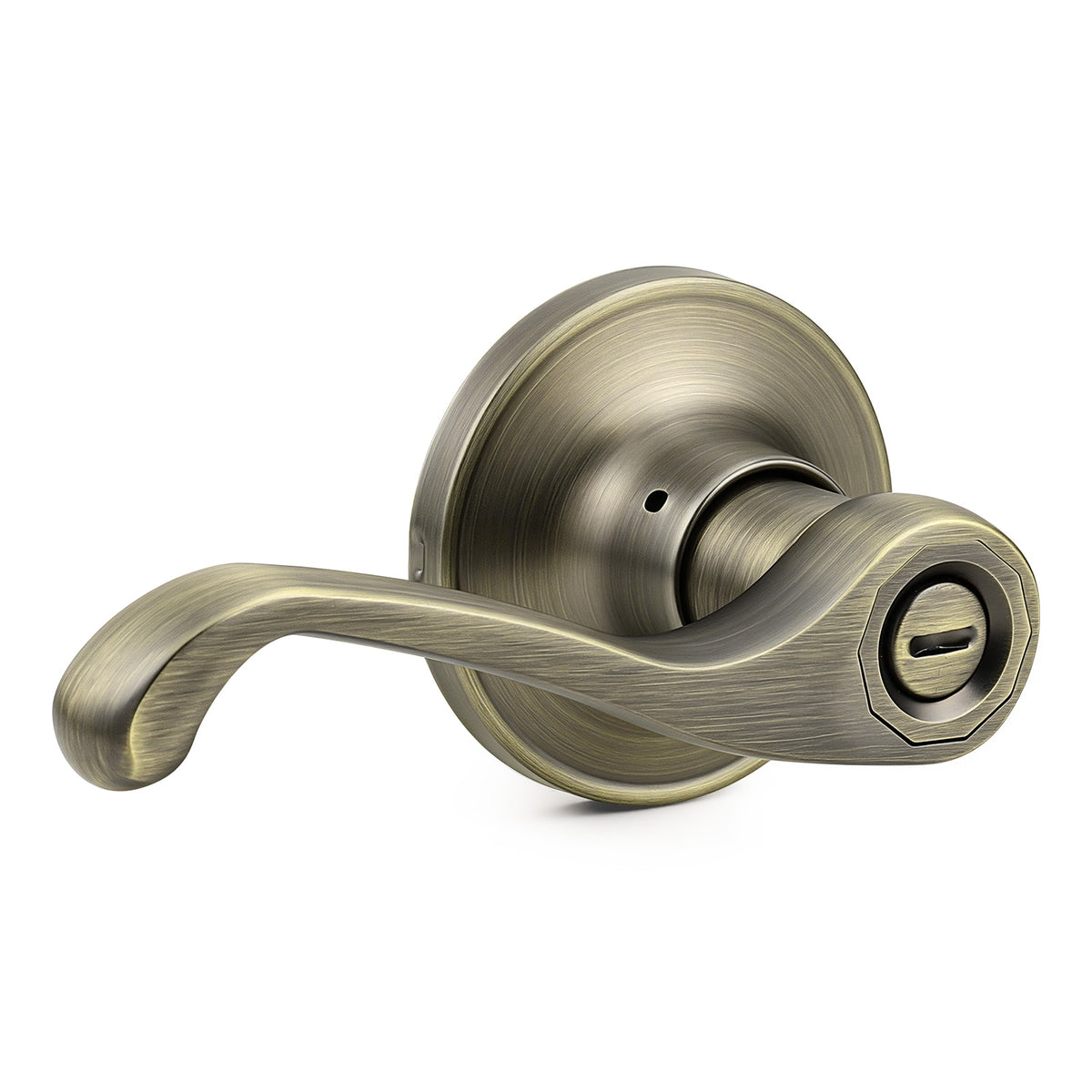 Probrico Scroll Privacy Door Lever, Antique Bronze Interior Door Handle, Reversible for Left/Right Handed Door, Easy Install for Bedroom & Bathroom,Heavy Duty Door Handle, Keyless with Turn Lock