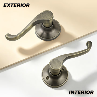 Probrico 2026 New Scroll Passage Door Lever, Antique Bronze Interior Door Handle, Easy Install for Hallway & Closet Door, No Lock Passage Design,Reversible for Left/Right Handed Door, Heavy Duty
