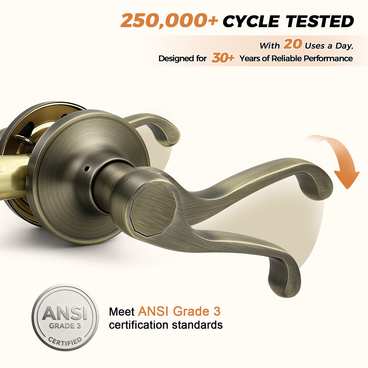 Probrico 2026 New Scroll Passage Door Lever, Antique Bronze Interior Door Handle, Easy Install for Hallway & Closet Door, No Lock Passage Design,Reversible for Left/Right Handed Door, Heavy Duty