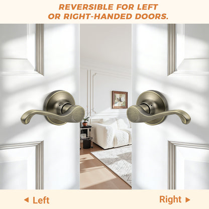 Probrico 2026 New Scroll Passage Door Lever, Antique Bronze Interior Door Handle, Easy Install for Hallway & Closet Door, No Lock Passage Design,Reversible for Left/Right Handed Door, Heavy Duty