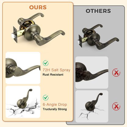Probrico 2026 New Scroll Passage Door Lever, Antique Bronze Interior Door Handle, Easy Install for Hallway & Closet Door, No Lock Passage Design,Reversible for Left/Right Handed Door, Heavy Duty
