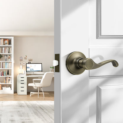 Probrico 2026 New Scroll Passage Door Lever, Antique Bronze Interior Door Handle, Easy Install for Hallway & Closet Door, No Lock Passage Design,Reversible for Left/Right Handed Door, Heavy Duty