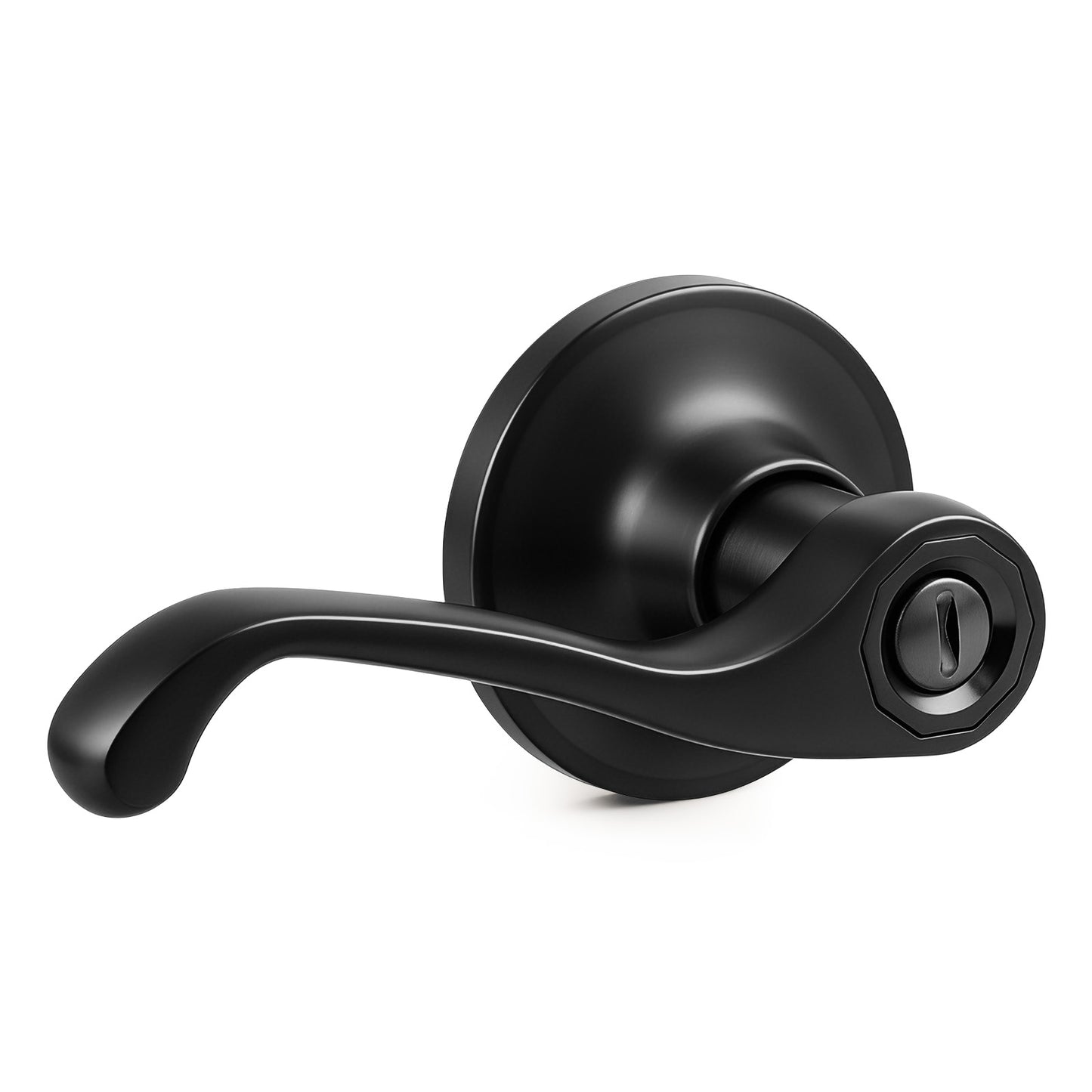 Probrico Scroll Privacy Door Lever, Matte Black Interior Door Handle, Reversible for Left/Right Handed Door, Easy Install for Bedroom & Bathroom,Heavy Duty Door Handle,Keyless with Turn Lock, 2026 New