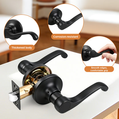 Probrico 2026 New Scroll Passage Door Lever, Matte Black Interior Door Handle, Easy Install for Hallway & Closet Door, No Lock Passage Design,Reversible for Left/Right Handed Door, Heavy Duty