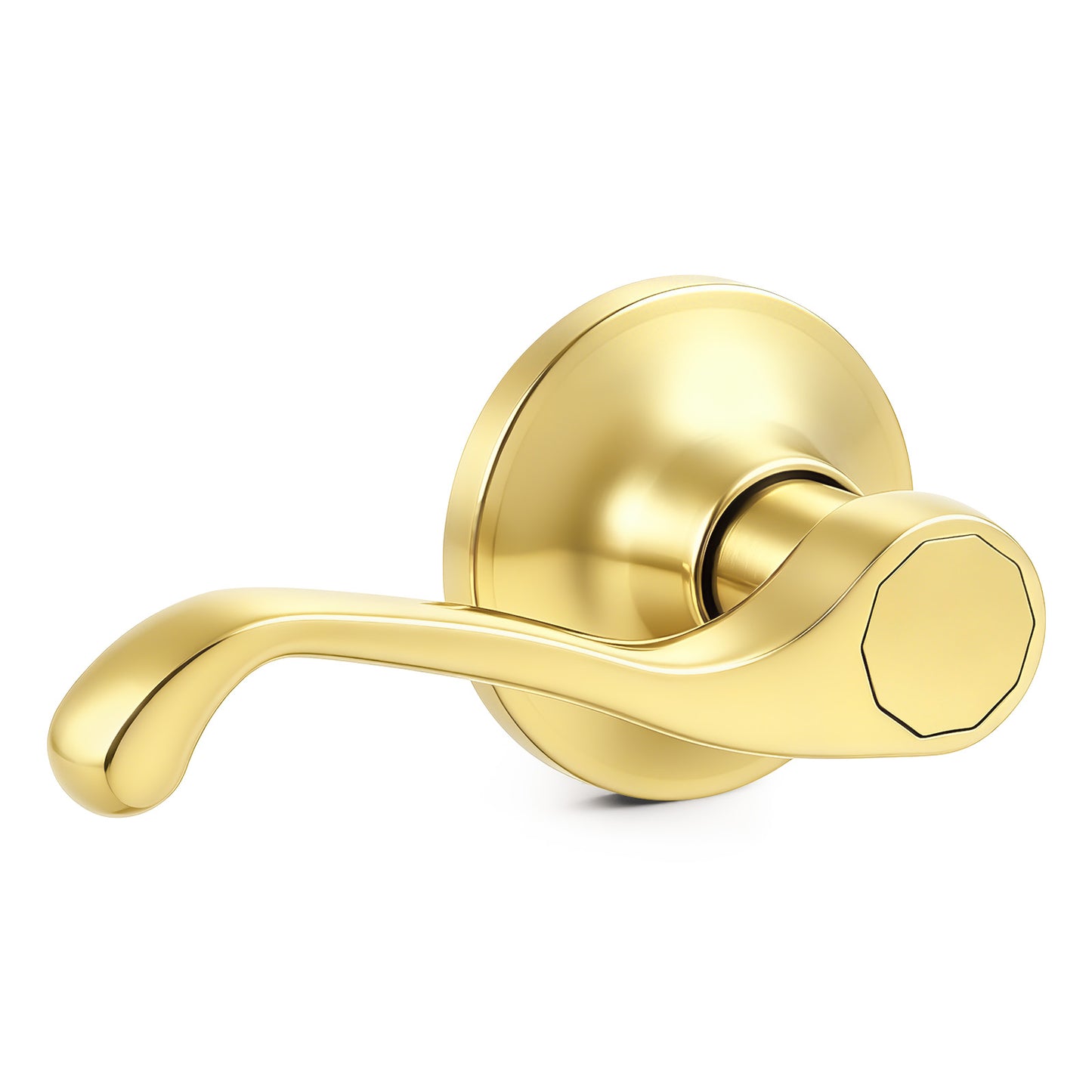 Probrico 2026 New Scroll Passage Door Lever, Polished Brass Interior Door Handle, Gold Door Handle for Hallway & Closet Door, No Lock Passage Design,Reversible for Left/Right Handed Door, Heavy Duty
