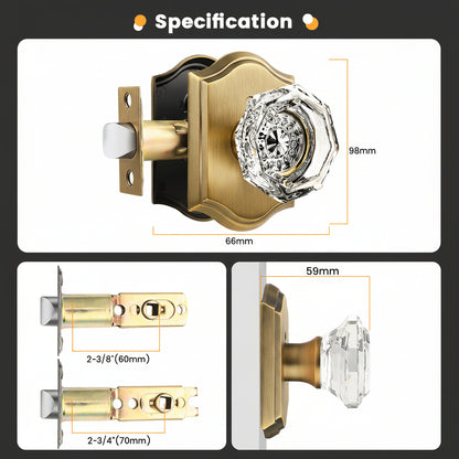 Antique Brass Diamond Crystal Glass Door Knobs