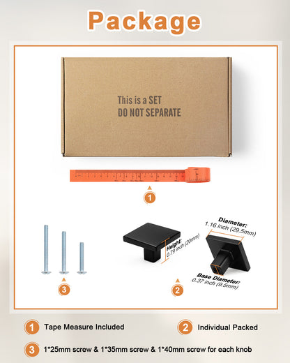 Probrico 5 Pack Brushed Nickel Cabinet Knobs Square Kitchen Cabinet Knobs, Zinc Solid Dresser Drawer Pulls Nickel Single Hole Knobs