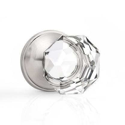 Probrico Crystal Dummy Door Knobs, Single Side Door Handles, Clear Glass Knobs Inactive Non-Turning Door Pulls, Satin Nickel Rosette DLC02BOSND