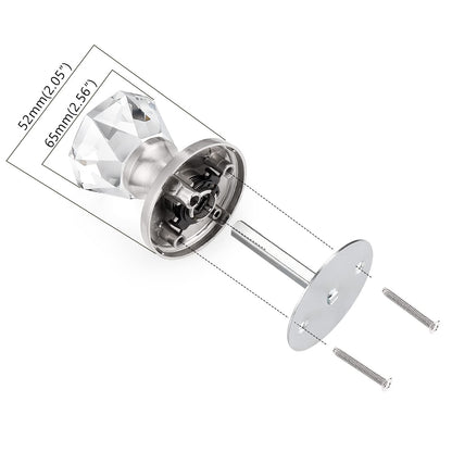 Probrico Crystal Dummy Door Knobs, Single Side Door Handles, Clear Glass Knobs Inactive Non-Turning Door Pulls, Satin Nickel Rosette DLC02BOSND