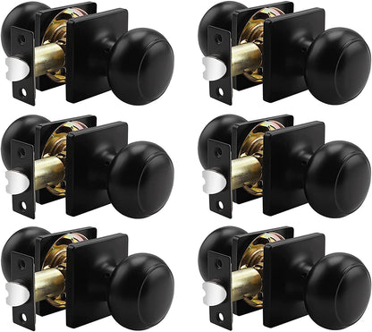 Probrico Ball Knob with Rosette Interior Privacy Door Knobs Black Finish 6 Packs - Probrico