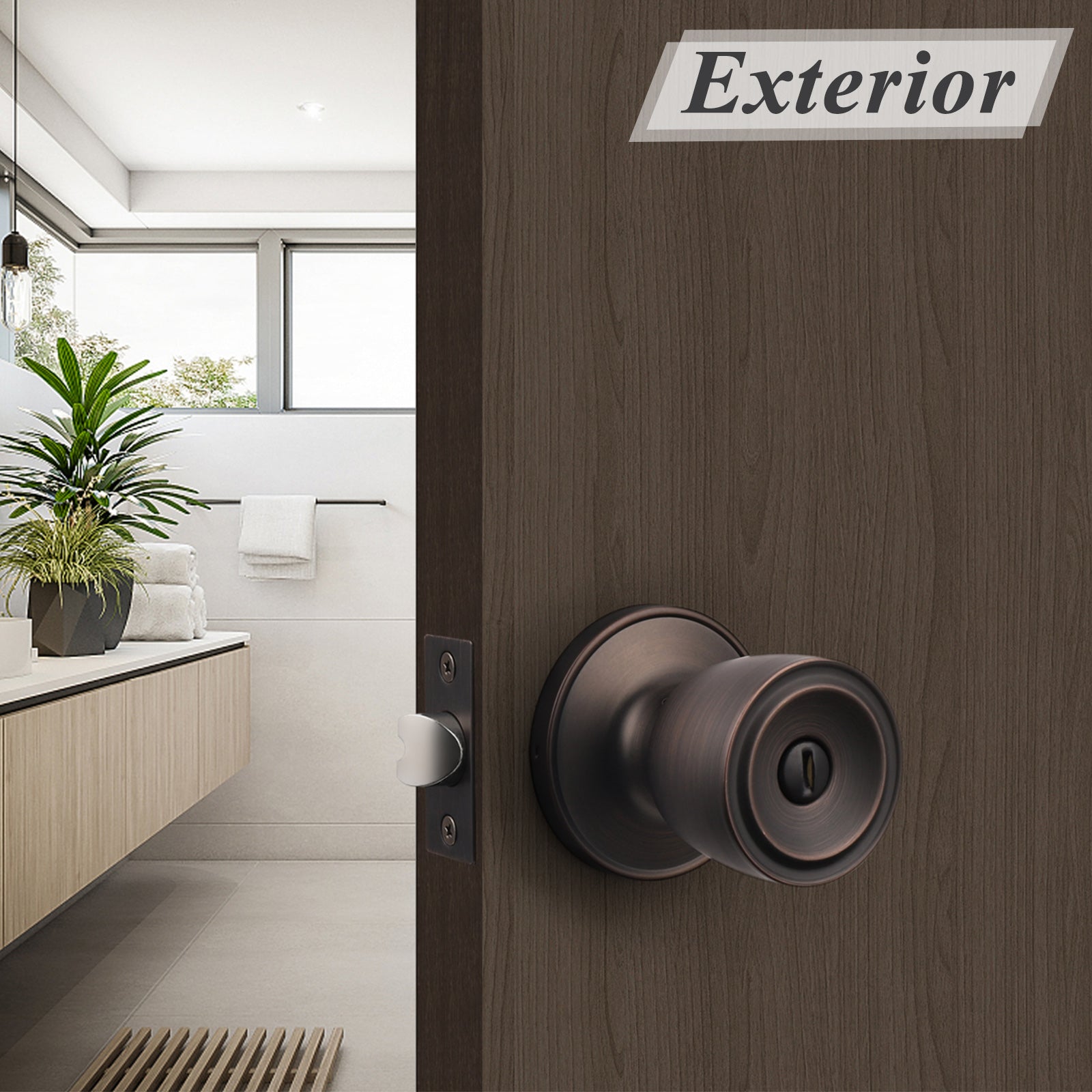 Tulip Door Knob Privacy Lock for Bedroom Bathroom, Oil Rubbed Bronze Finish DL591ORBBK
