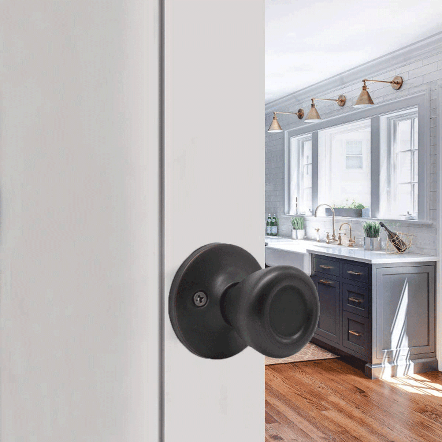 Single Connecting Rod Door Knobs Entrance/Privacy/Passage/Dummy Function Door Lock Knob, Oil Rubbed Bronze Finish - Probrico