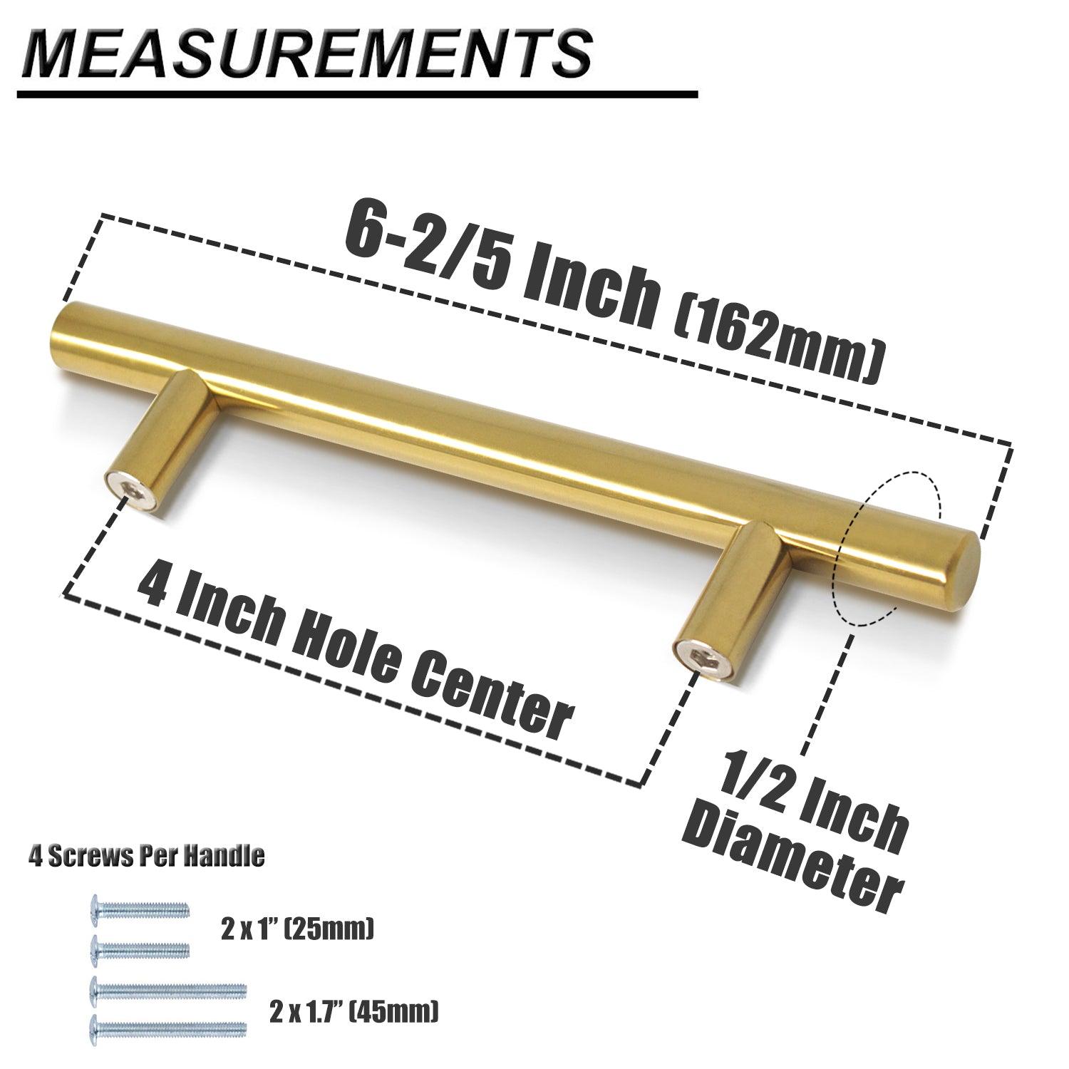 Euro T Bar Cabinet Handles Brushed Brass Finish Kitchen Hardware Drawer Pulls PD1123HGD - Probrico