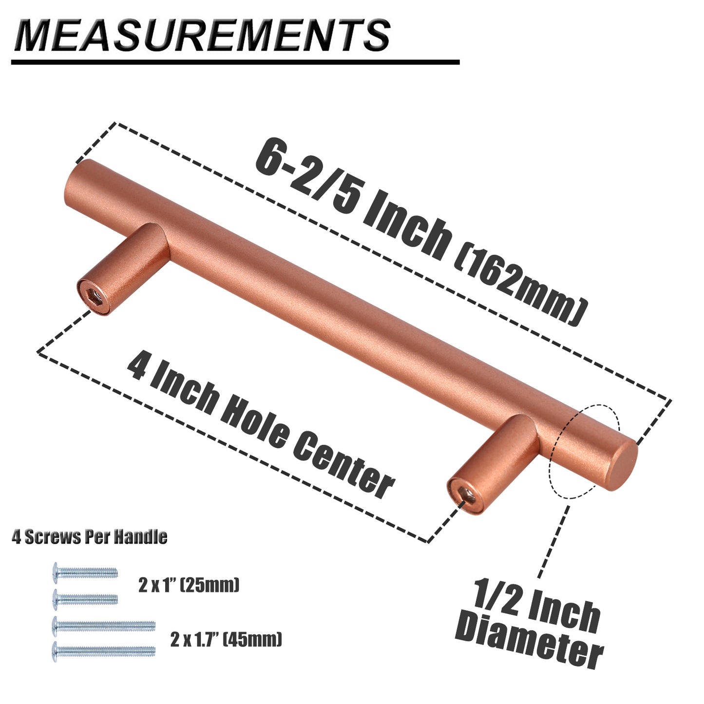 Probrico Stainless Steel T Cabinet Handles and Pulls Rose Gold Finish PD201HSF - Probrico