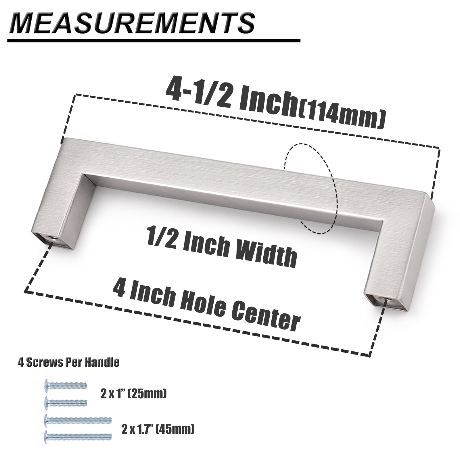Probrico Square Bar Kitchen Cabinet Handles Pulls Brushed Nickel Finish PDDJ27HSS 100 packs