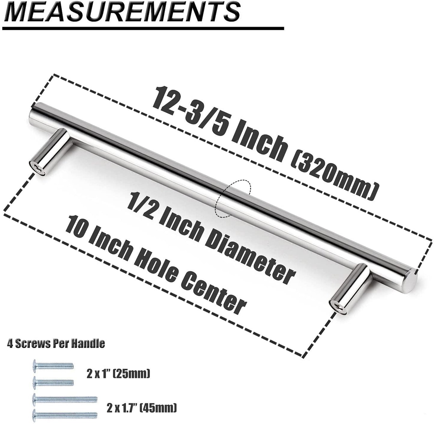 2"-10" T Bar Kitchen Cupboard Handle Pulls Polished Chrome Finish Cabinet Drawer Knobs - Probrico