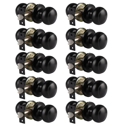 Probrico Black Finish Ball Passage Door Knobs for Closet and Hallway 10 Packs - Probrico