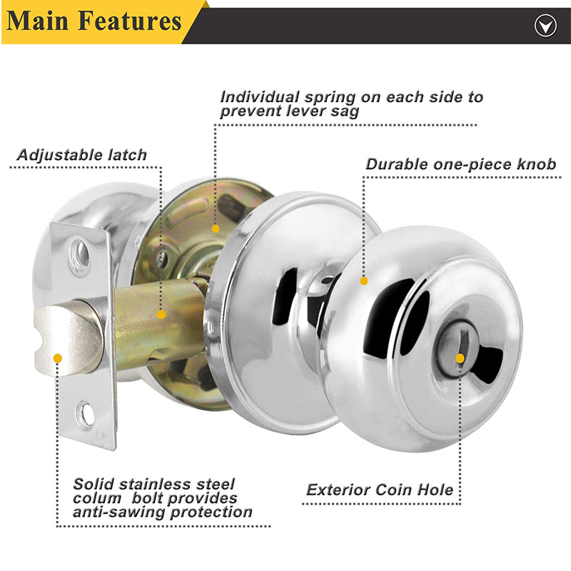 Probrico Polished Chrome Door Knob Keyed Alike/Entry Keyed/Privacy/Passage Door Lock DL609PC - Probrico