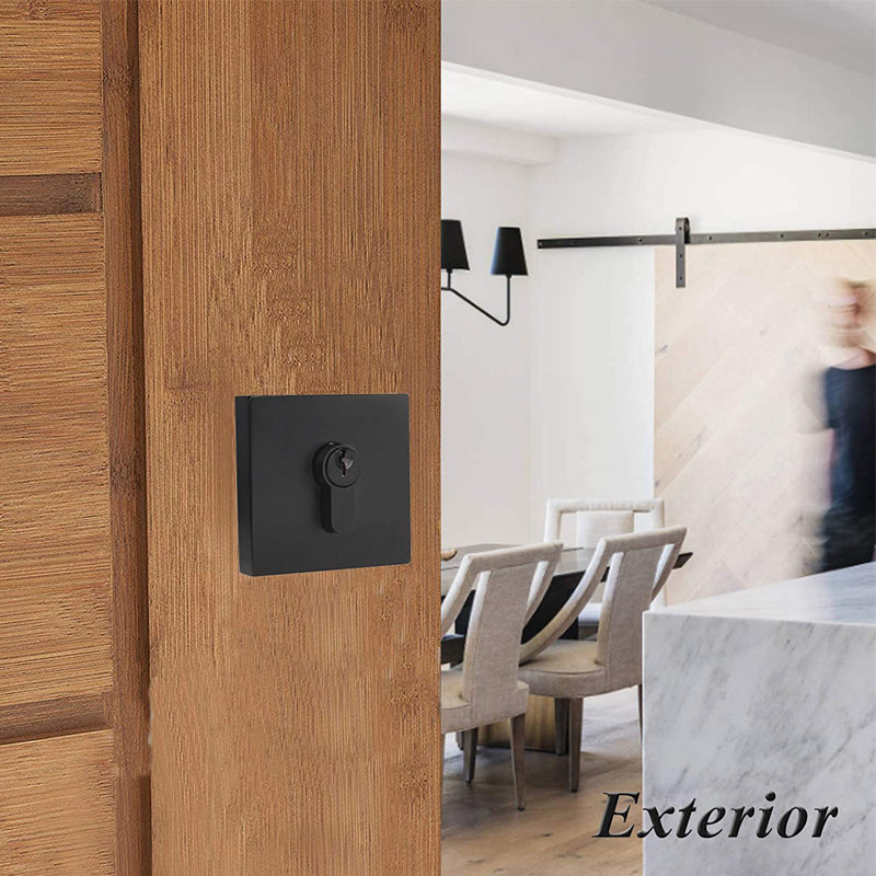 Probrico Square Deadbolt, Flat Black Double Cylinder Lock DLD104BKDB - Probrico