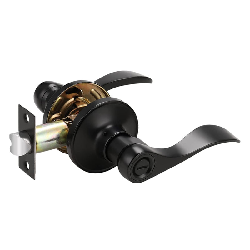 Black Door Handles Wave Style Levers, Entry Keyed/Privacy Lock/Passage/Dummy Function DL12061BK