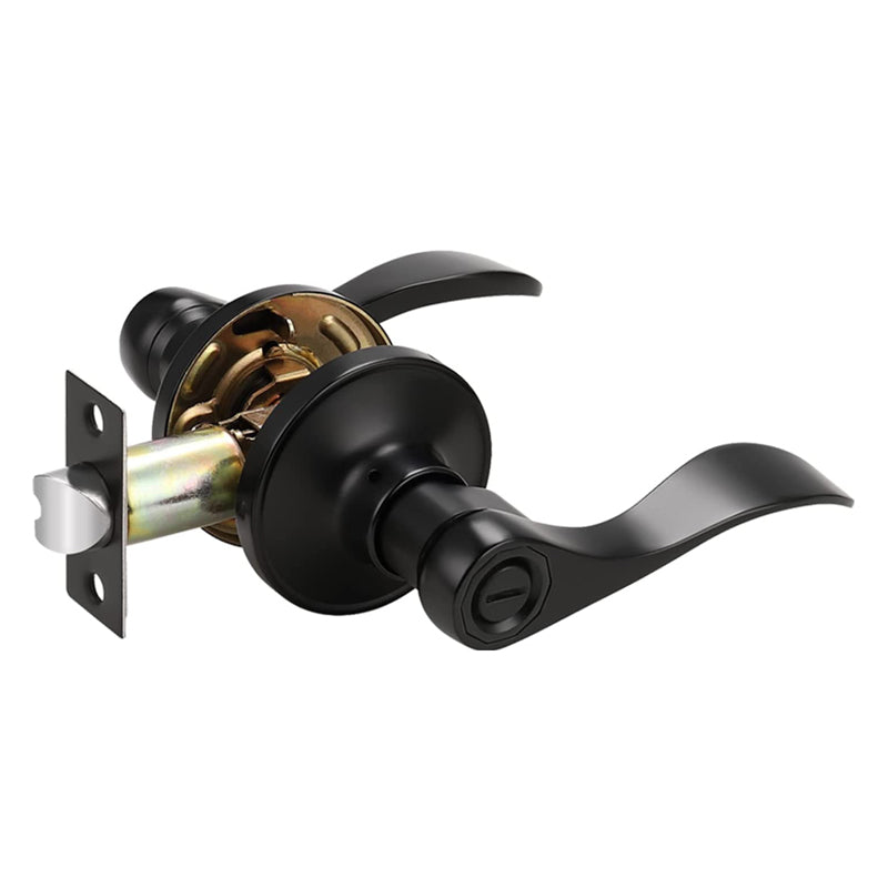 Black Door Handles Wave Style Levers, Entry Keyed/Privacy Lock