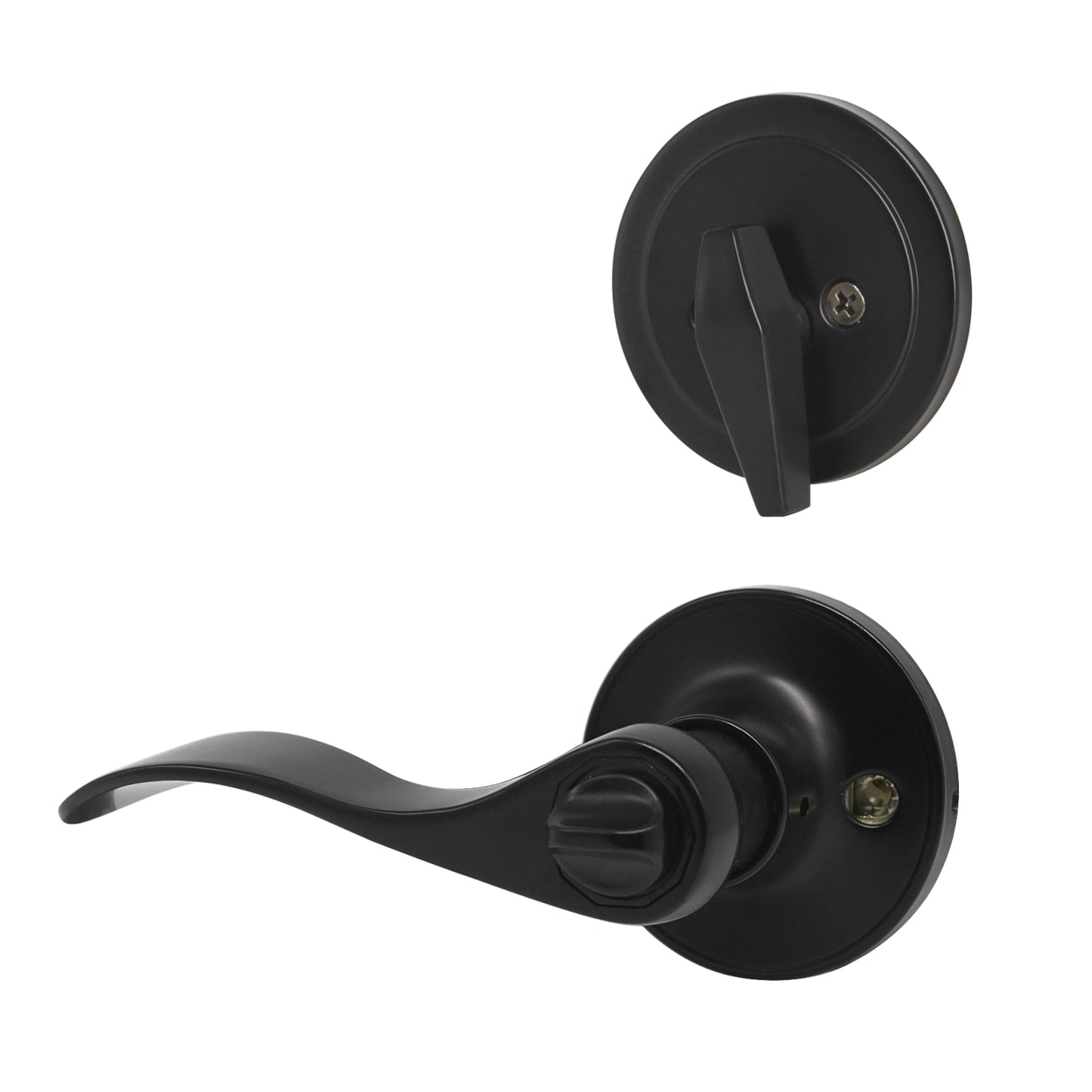 Wave Style Door Lever Lock with Single Cylinder Deadbolt Combo Packs Black Finish - Keyed Alike DL12061ET-101BK - Probrico