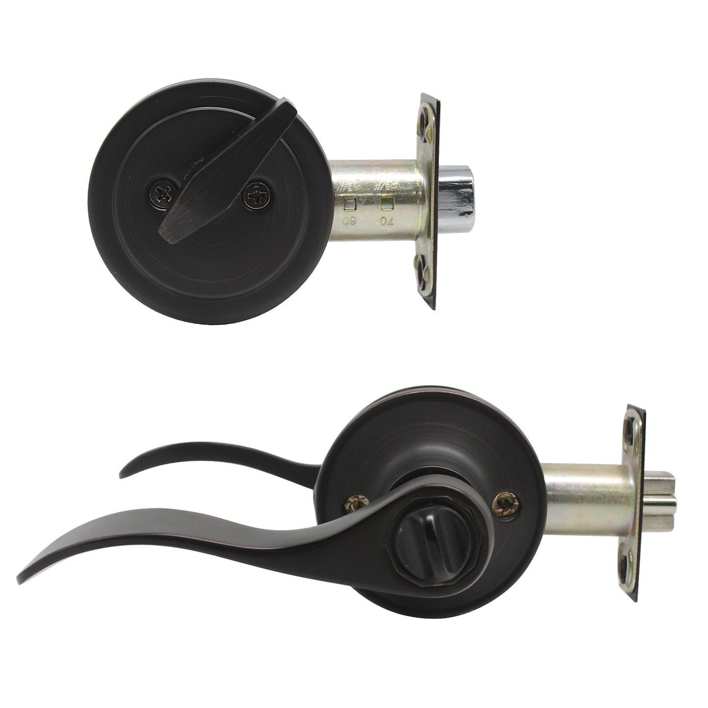 Keyed Entry Leverset Lock with Single Cylinder Deadbolt Oil Rubbed Bronze Finish Combo Packs - Keyed Alike DL12061ET-101ORB - Probrico