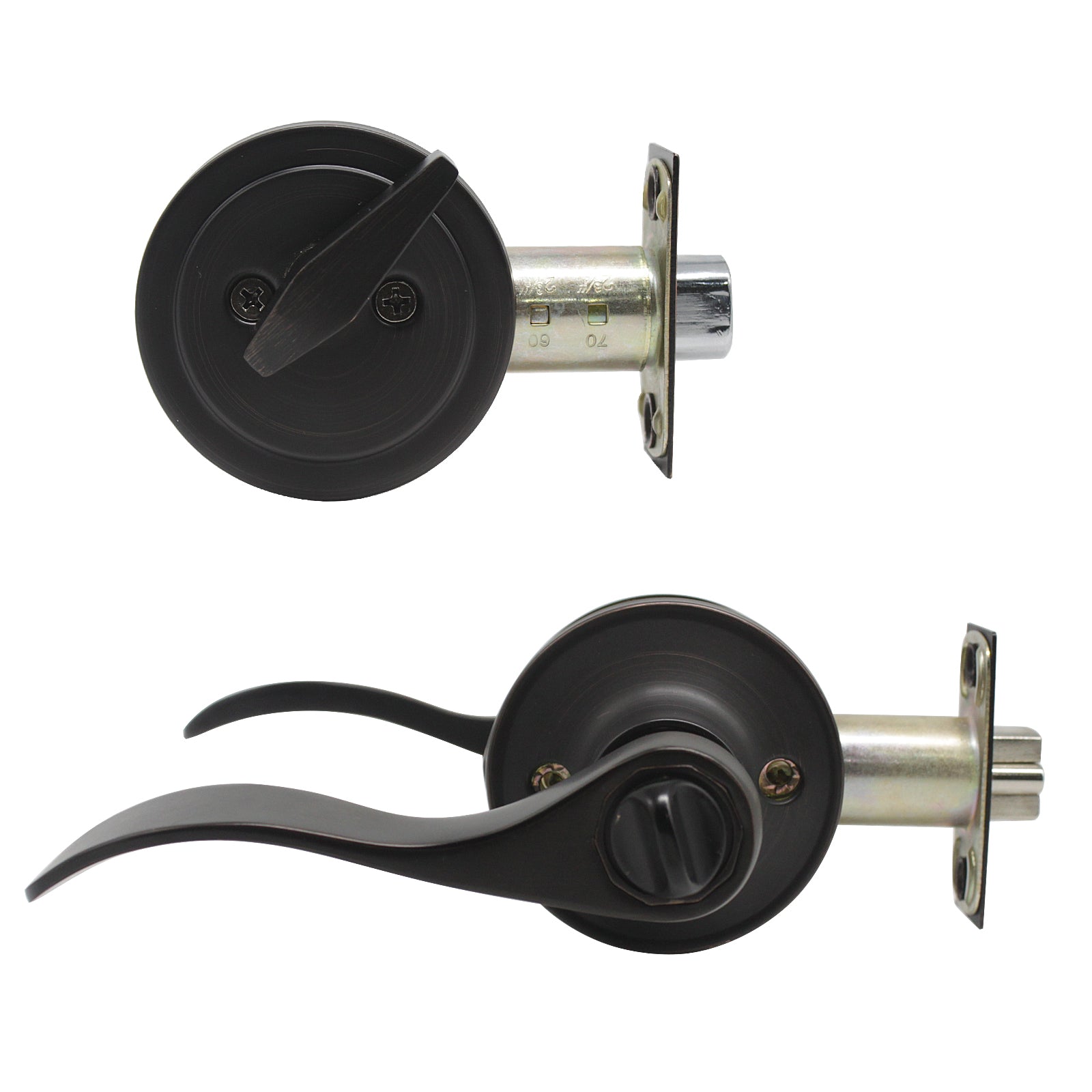 Keyed Entry Leverset Lock with Single Cylinder Deadbolt Oil Rubbed Bronze Finish Combo Packs - Keyed Alike DL12061ET-101ORB