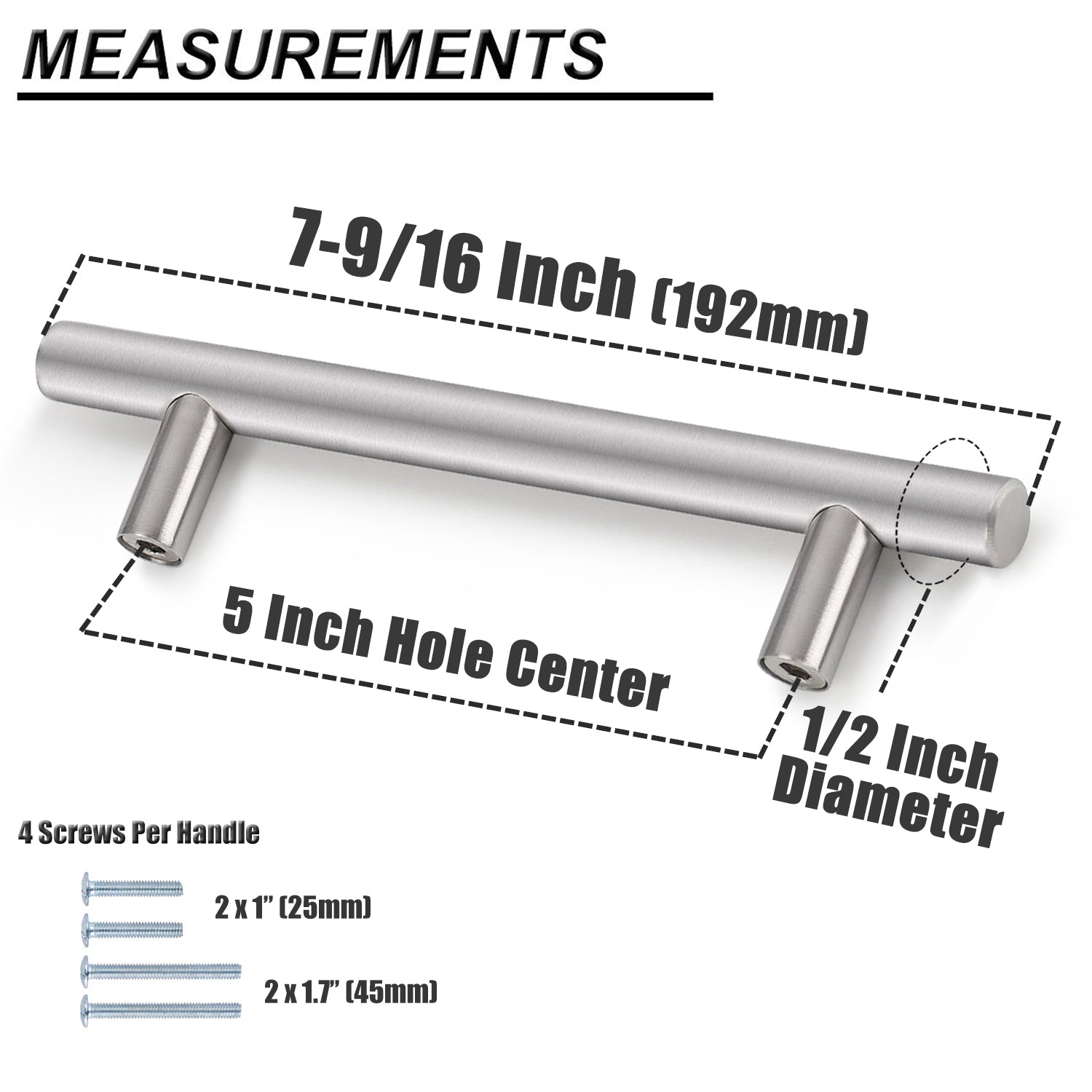 Probrico Brushed Nickel Finish Kitchen Cabinet Handles Pulls 5'' 10packs - Probrico