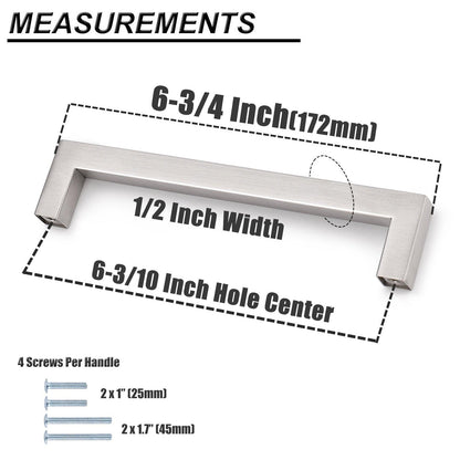 12mm Square Bar Kitchen Cabinet Handles Pulls Brushed Nickel Finish PDDJ27HSS - Probrico