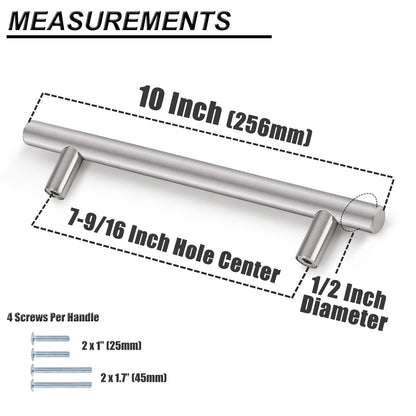 Probrico Stainless Steel Cabinet Handle Brushed Nickel Kitchen Hardware Drawer Pulls 100 Packs 2"-15" PD201HSS - Probrico