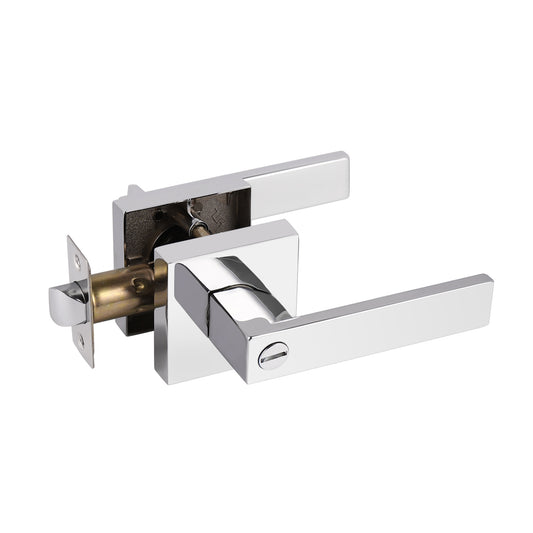 Heavy Duty Privacy Door Handles with Square Design, Polished Chrome Finish DL01PCBK - Probrico