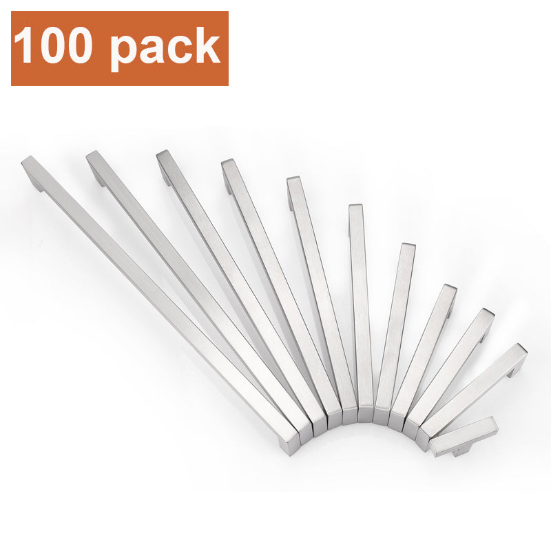 Probrico Square Bar Kitchen Cabinet Handles Pulls Brushed Nickel Finish PDDJ27HSS 100 packs