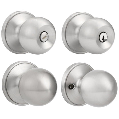 Round Ball Knobs Keyed Entry/Privacy/Passage/Dummy Door Lock Knob, Satin Nickel Finish DL607SN - Probrico