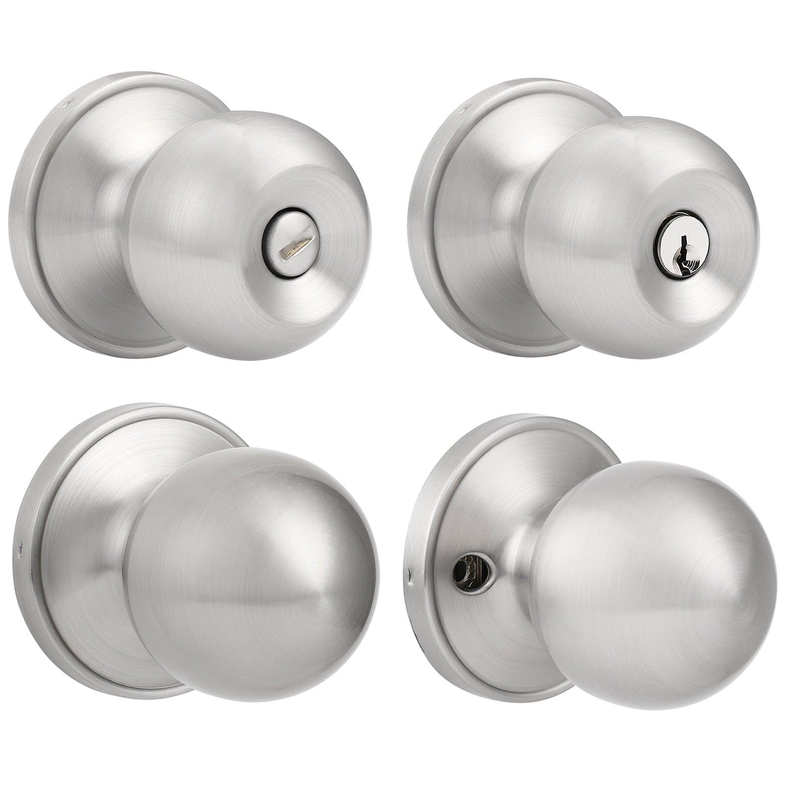 Round Ball Knobs Keyed Entry/Privacy/Passage/Dummy Door Lock Knob, Satin Nickel Finish DL607SN