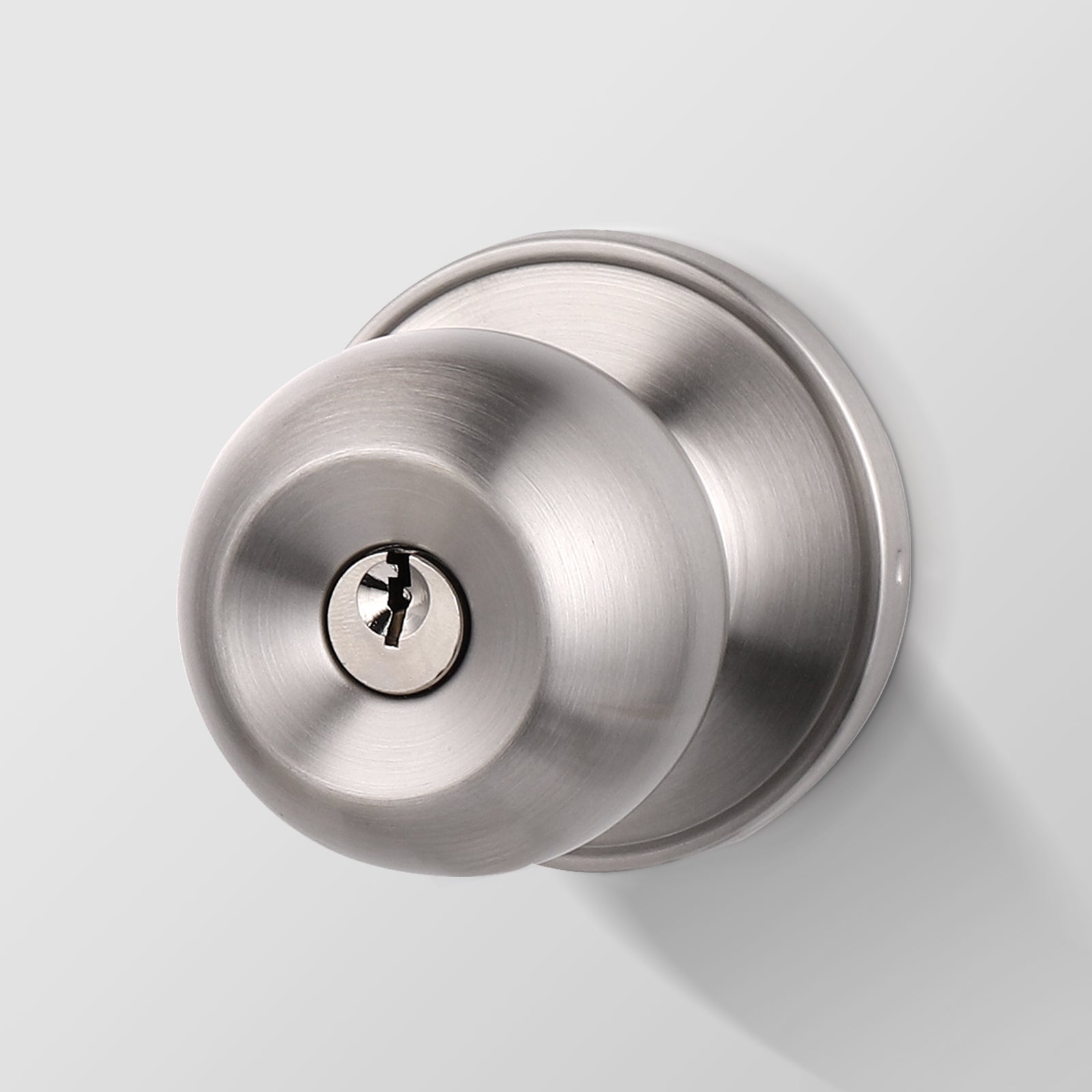 Round Ball Door Knob Lock with Single Cylinder Deadbolt Entry Keyed Lockset Satin Nickel Finish - Keyed Alike DL607ET-101SN