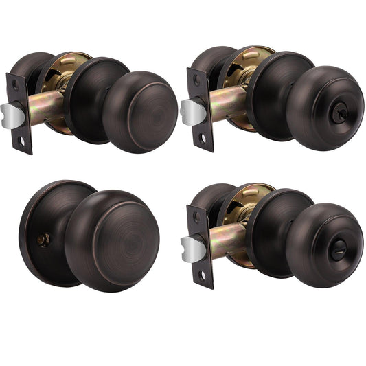 Flat Ball Knobs Keyed Alike/Entry Keyed/Privacy/Passage/Dummy Door Lock Knob, Oil Rubbed Bronze Finish DL609ORB - Probrico