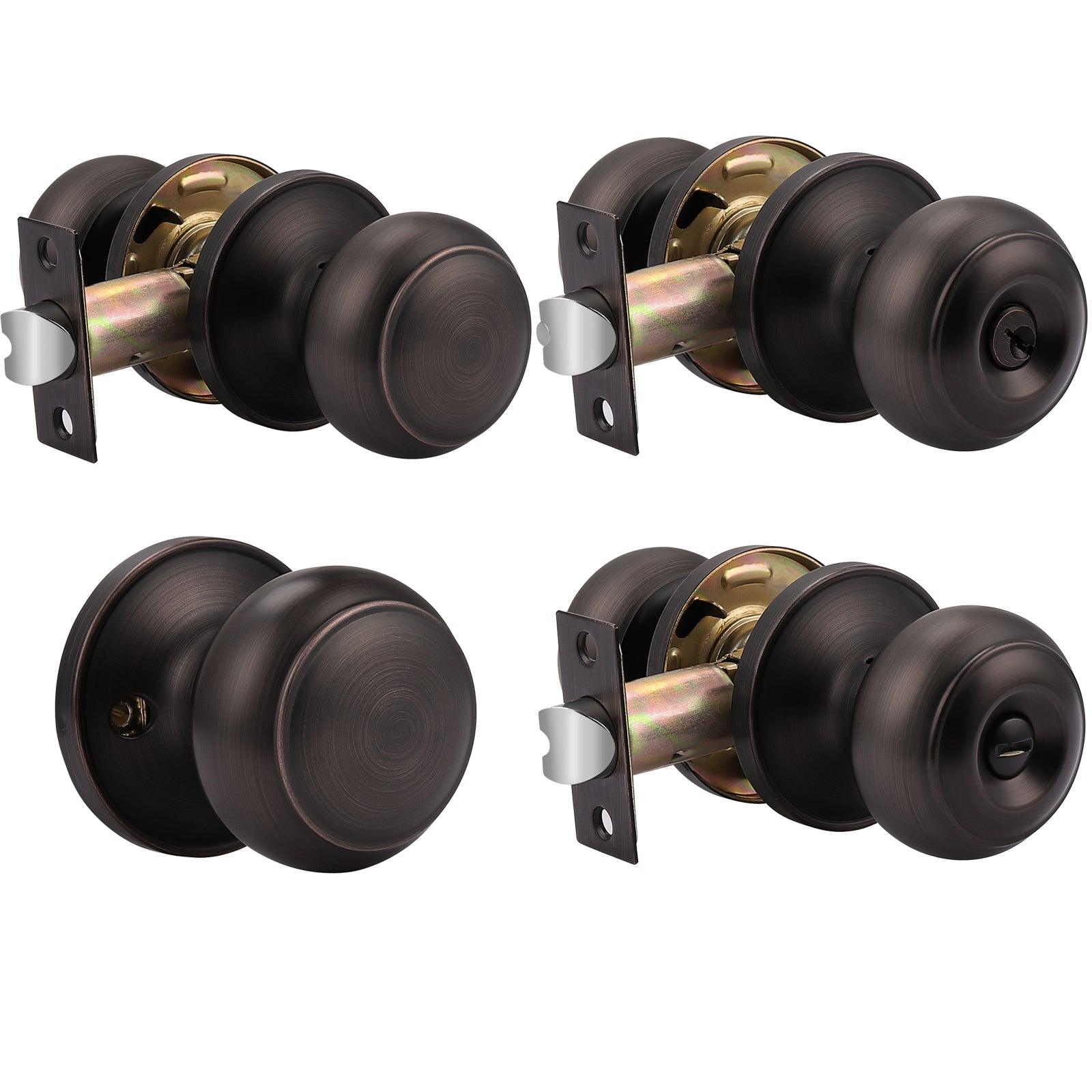 Flat Ball Knobs Keyed Alike/Entry Keyed/Privacy/Passage/Dummy Door Lock Knob, Oil Rubbed Bronze Finish DL609ORB