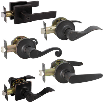 Probrico Passage Closet and Hall Door Levers Lock Oil Rubbed Bronze Finish 10 Packs - Probrico