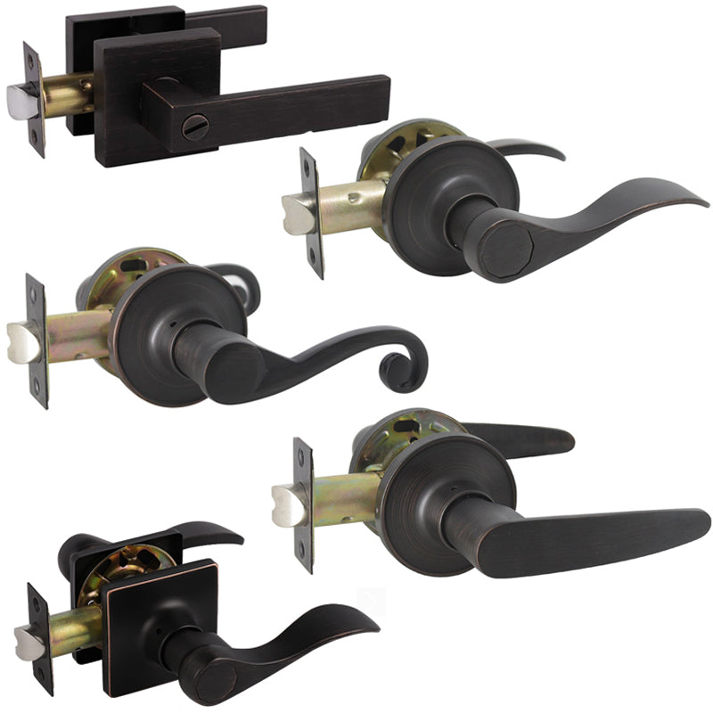 Probrico Passage Closet and Hall Door Levers Lock Oil Rubbed Bronze Finish 10 Packs