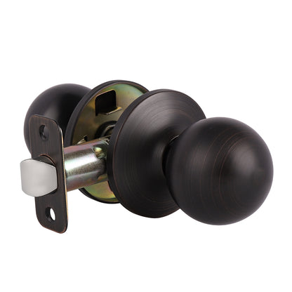 Round Ball Door Knobs Keyledd Passage Function for Closet Hall, Oil Rubbed Bronze Finish- DL5763ORBPS - Probrico