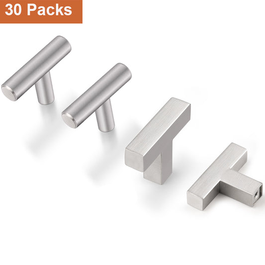 Probrico Brushed Nickel Finish One Hole Kitchen Cabinet Handles Stainless Steel Pulls 30packs