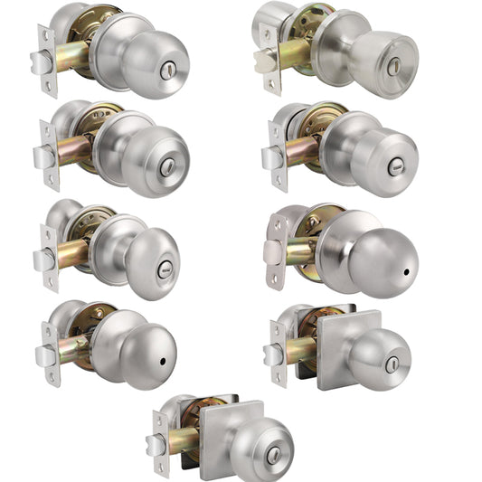 Probrico Ball Knobs Privacy Bedroom & Bathroom Door Lock Knobs Satin Nickel Finish - Probrico