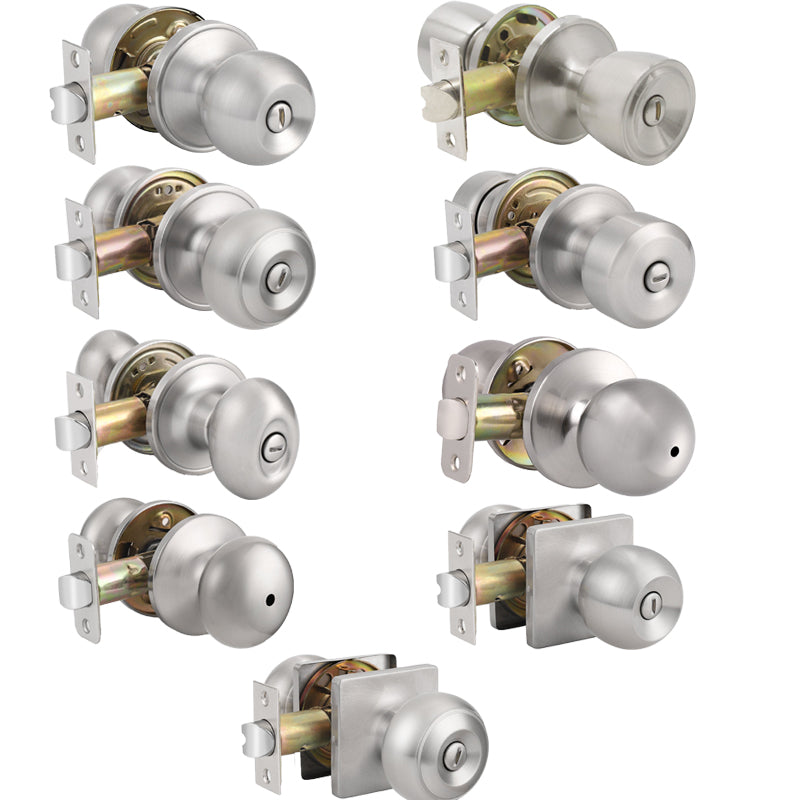 Probrico Ball Knobs Privacy Bedroom & Bathroom Door Lock Knobs Satin Nickel Finish