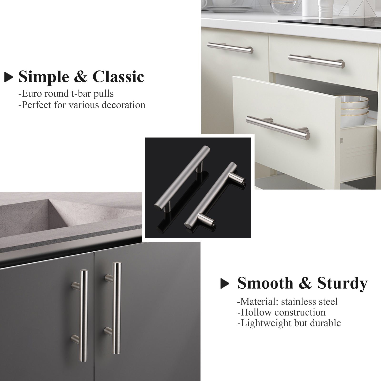 Probrico Stainless Steel Cabinet Handles Brushed Nickel Kitchen Hardware Drawer Pulls 3" PD201HSS76-1000 pack - Probrico